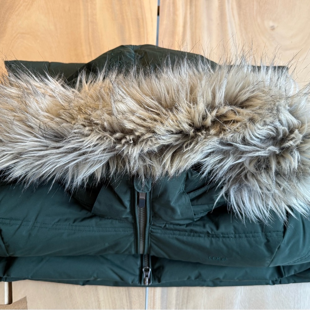 Lolë Women's Large Green Puffer Jacket Removable faux fur accent on hood - Picture 5 of 6